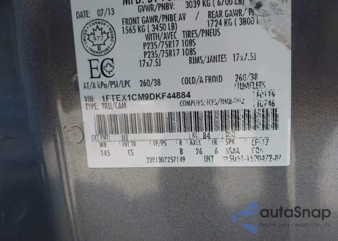 2013 Ford F-150 Stx from USA, damaged, VIN 1FTEX1CM9DKF44884